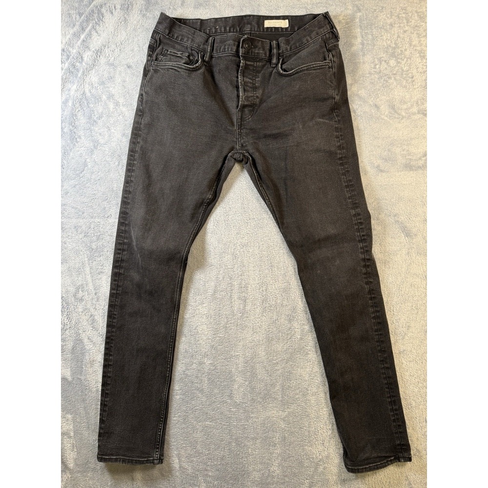 AllSaints Cigarette Black Denim Slim Skinny Fit Jeans Men's Size 33x30
